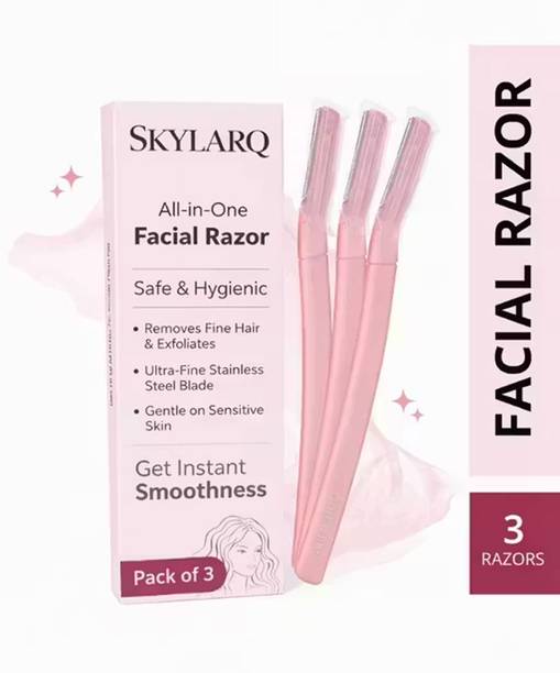 SKYLARQ Women Painless Facial & Eyebrow Razor Trio Instant Hair Removal Set, Women