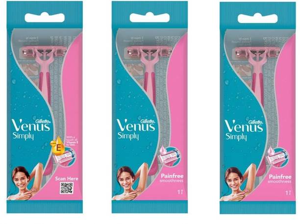 Gillette Venus Simply Care Women Bikni Razor Pack of 3, Women