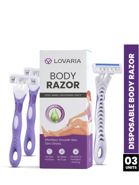 lovaria 3-Blade Disposable Razors for Women - Pack of 3 | Smooth Shave Lubricating Strip, Men & Women