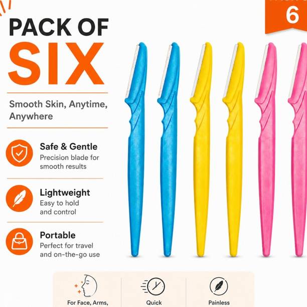 Wistora Enterprises Multipurpose Face & Eyebrow Razor Set of 6 Precision Hair Removal Blades, Men & Women