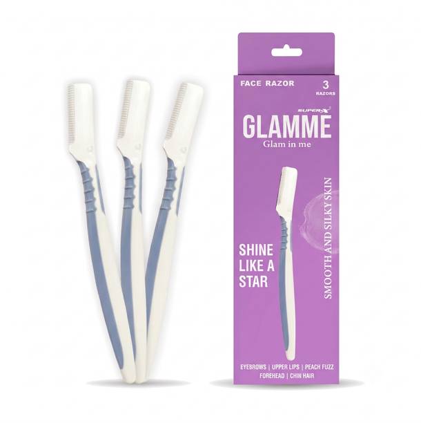 GLAMME Reusable Face Razor for Eyebrows, Upper Lip, Peach Fuzz & Dermaplaning, White, Women