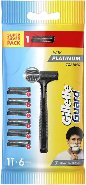 Gillette Guard Manual Shaving Razor Blades -6 Cartridges + 1 Razor, Men