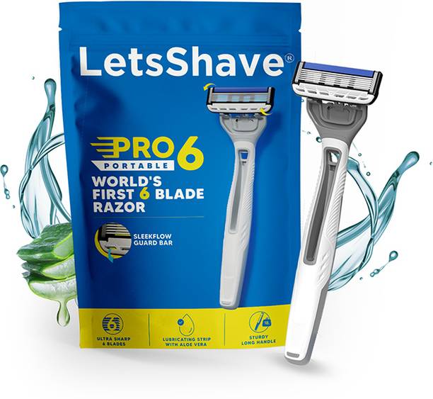 LetsShave Pro 6 Portable Razor World's First 6 Blade Disposable Razor, Men