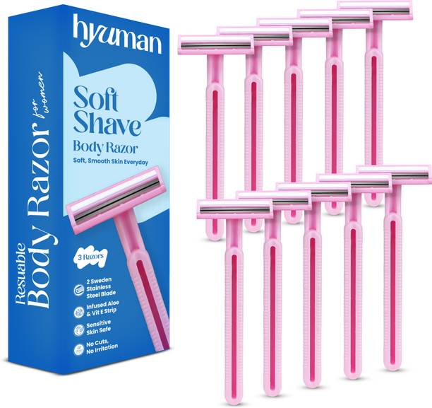 Hyuman SoftShave Body Shaving Razor, Hair Removal Razor, Aloe Vera & Vit E Strip, Women