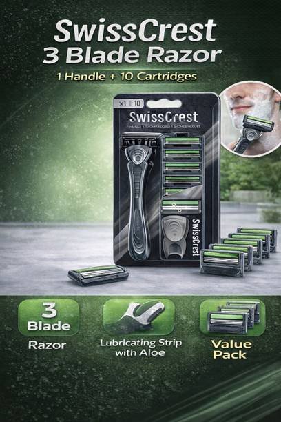 SwissCrest 1 Razor Handle + 10 Cartridges, Men