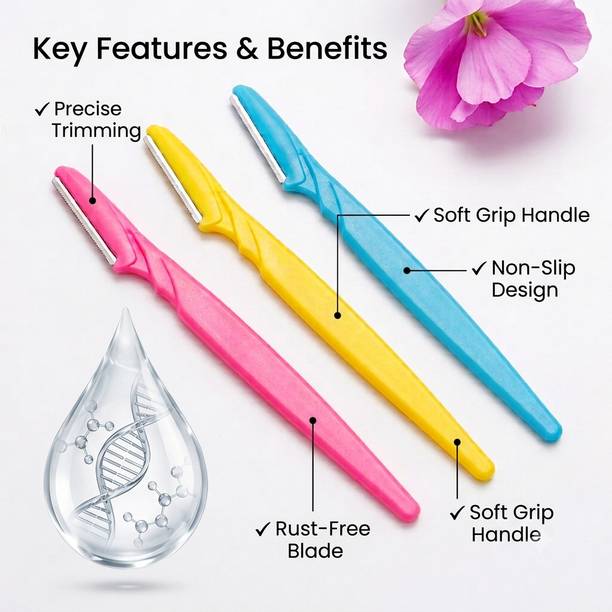 Wistora Enterprises Women's Face Razor Pack of 3 | Eyebrow Trimmer for Facial Hair Removal, Men & Women