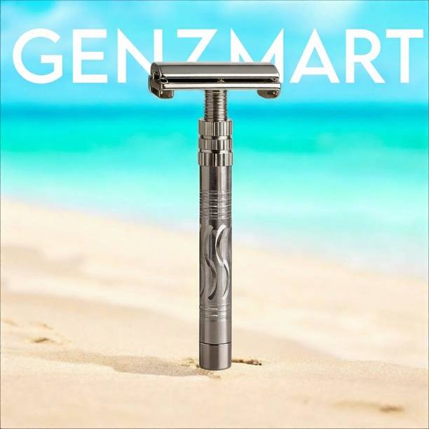 GenZmart Heavy Duty Brass Razor for Men with Carved Grip and Open Top Head, Men