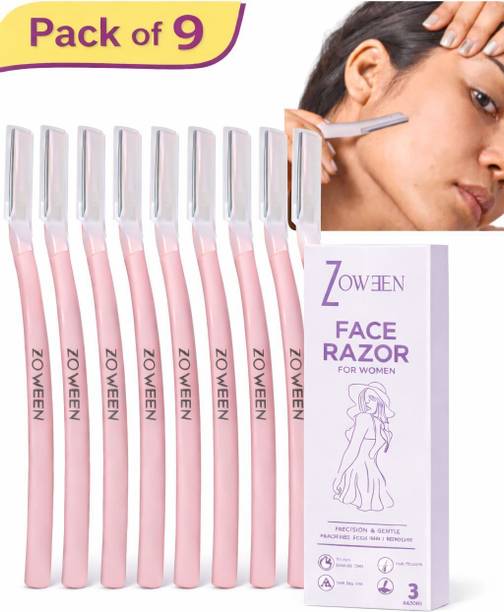 Zera Face Razor for Women | For Instant & Painless Hair Removal, Women (Pack of 9), Women