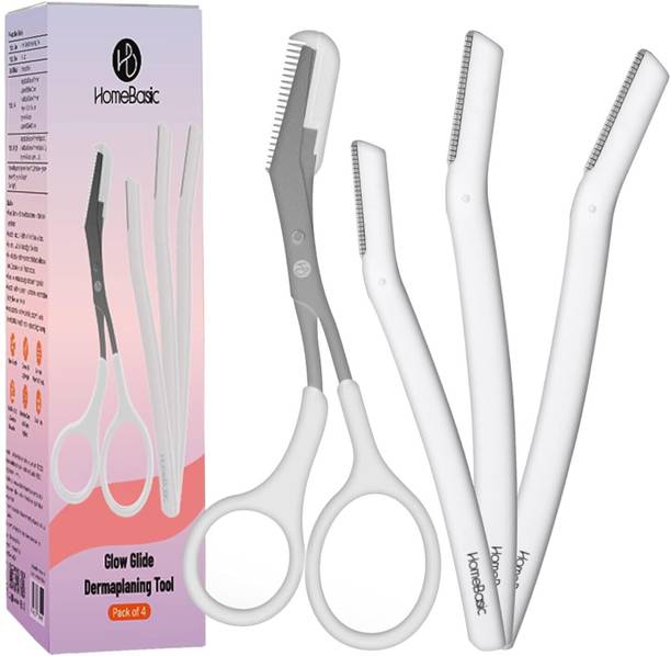 HOMEBASIC 4-in-1 Eyebrow Grooming Kit – Rust-Resistant Trimmer, Scissors, Tweezer & Razor, Women