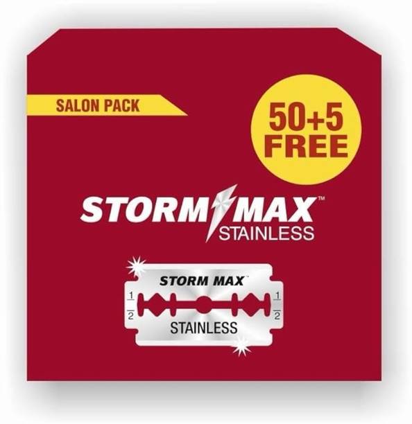 STORM MAX Stainless Razor Blades, (Pack of 4 with 50+5 blades in each pack), Men