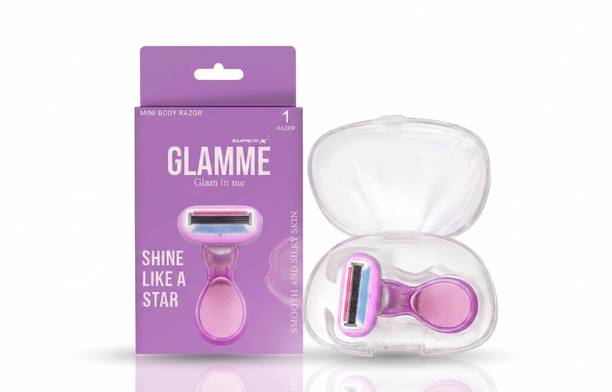 GLAMME 5 Blade Mini Body Razor with Aloe Vera Strip, Pivoting Head, With Travel Case, Women