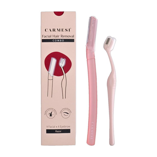 Carmesi Face Hair Removal Combo | 1 Face Razor & 1 Eyebrow Razor | Instant & Painless, Women