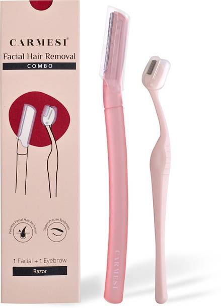 कार्मेसी नेचुरल फेशियल हेयर रिमूवल कॉम्बो | 1 फेशियल रेजर और 1 आईब्रो रेजर का पैक