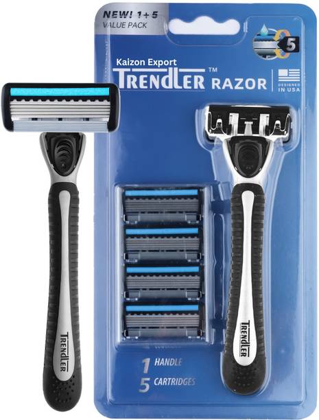 Kaizen Export Men's Razor featuring 5Anti-Friction blades &5 cartridges,a smooth & Clean shave, Men