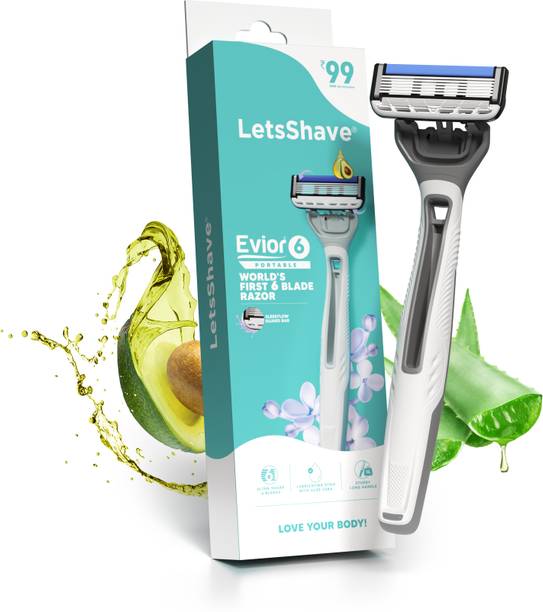 LetsShave Evior 6 Portable Razor World's First 6 Blade Razor with Lubricating Strip, Women