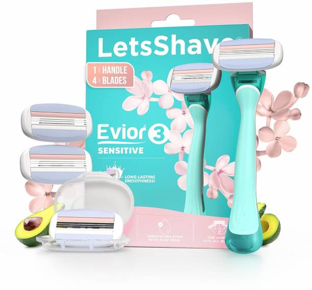 LetsShave Evior 3 Sensitive Razor Set, Aloe, Vitamin-E, Avocado, Full Body Hair Removal, Women