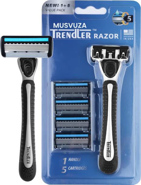 MUSVUZA Trendler Razor Men's 5-Blade System with 1 Handle and 5 Cartridges, Value Pack, Men