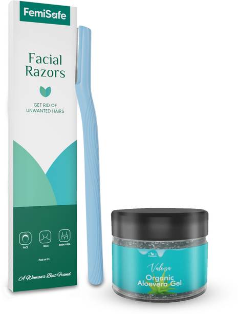 Femisafe Reusable Grooming Combo|Pack Of 2 Facial Razor&Valoisa Aloevera Gel