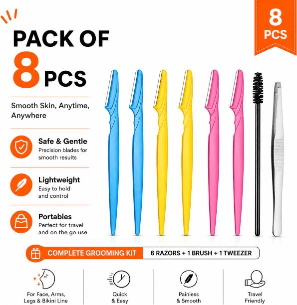Wistora Enterprises Multipurpose Face & Eyebrow Razor Set of 6 Precision Hair Removal Blades, Men & Women