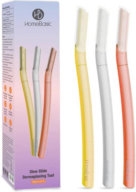 HOMEBASIC Glow Glide Reusable Facial Razor, Rust-Resistant, Travel-Friendly For, Women Pack of 3