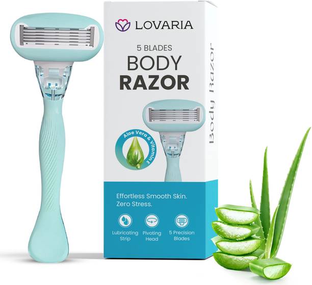 lovaria 5 Blade Body Razor|Aloe & Vit E Bar|Reusable with Changeable Cartridge, Men & Women