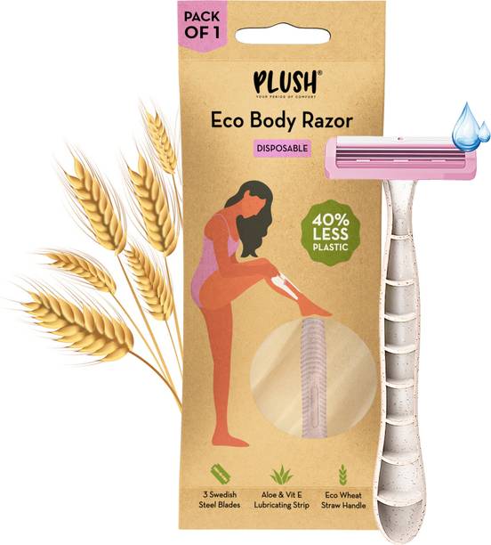 PLUSH Eco Body Razor for Women (Pack of 1) | Aloe & Vitamin E Lubricating Strip, Women