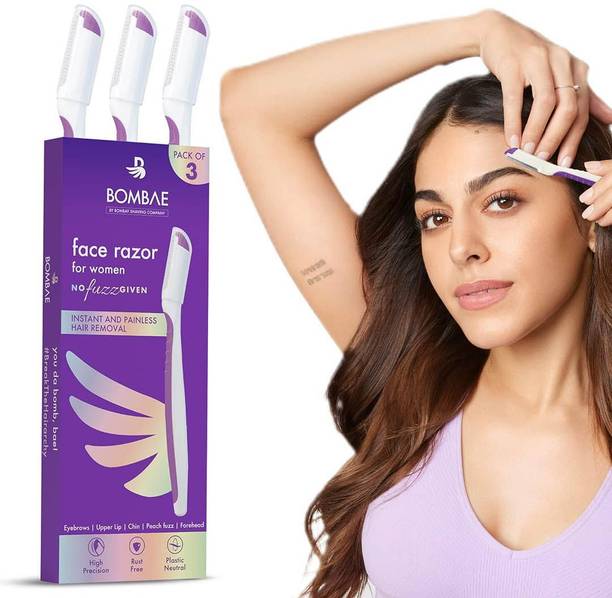 Bombae Reusable Face Razor for Women Facial Hair | Upper Lip, Eyebrow, Chin, Peach Fuzz, Women