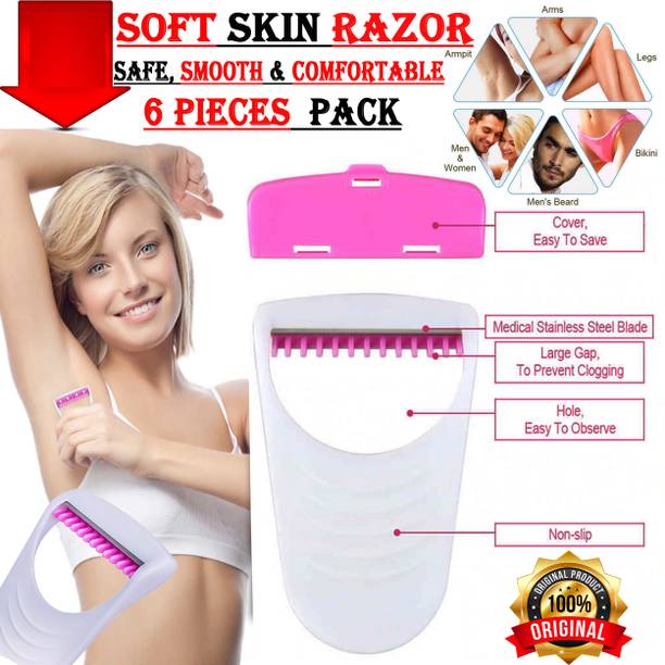 FELICECHIARA New Razor Blade Hair Removal Disposable blades 6 PC Safty Stainless blade, Men & Women
