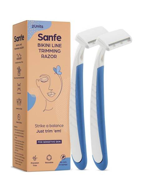 Sanfe Line Trimming Razor Pack of 2 Stainless steel blade,, Women