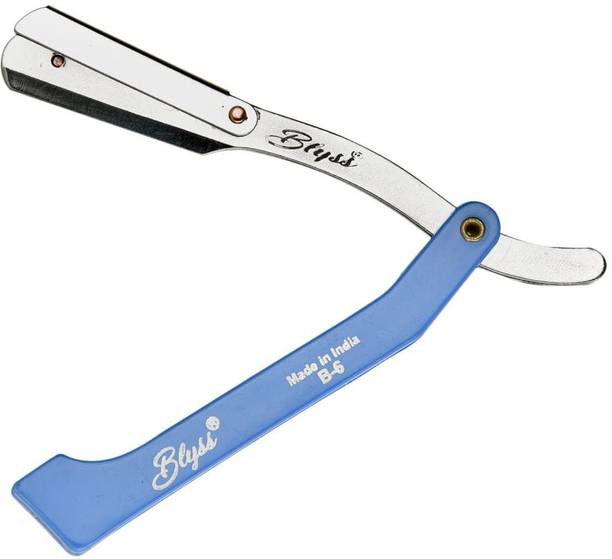 Blyss Stainless Steel Straight Edge Folding Blade Barber Salon Razor B6, Men