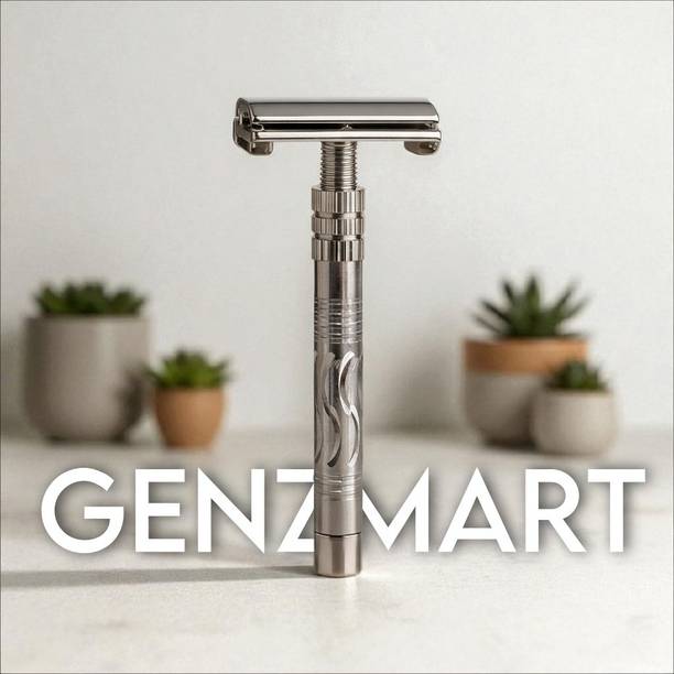 GenZmart Long Stainless Grip Safety Razor for Men for Gentle Smooth Shave, Men