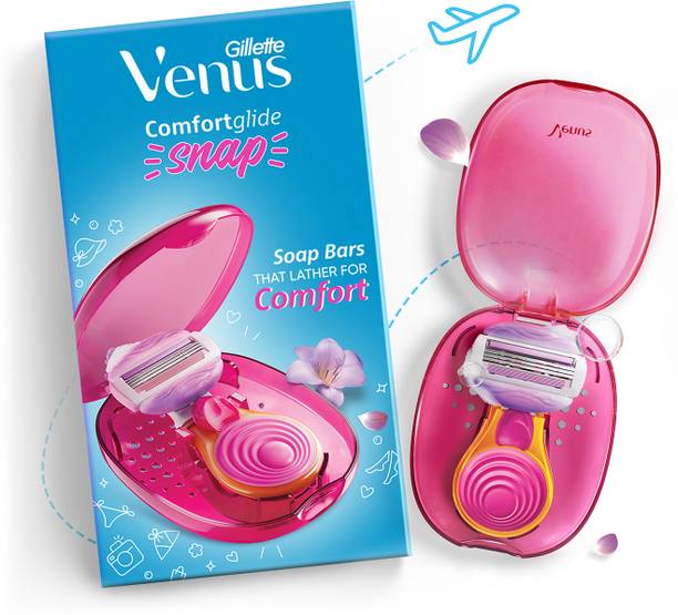 Gillette Venus Snap Hair Remover|Women Body Razor|Compact case|Soap gel bar with avocado, Women