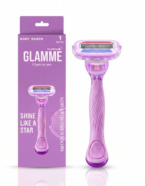 GLAMME 5 Blade Body Razor with Aloe Vera Strip, Pivoting Head & Open Flow Design, Women