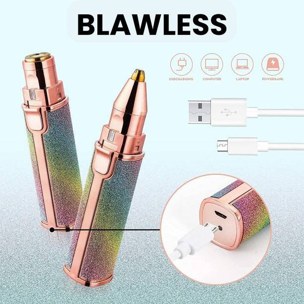 UBRONIK Flawless 2 in 1 Eyebrow Trimmer & Hair Remover for Women - Rechargeable Trimmer 120 min  Runtime 2 Length Settings
