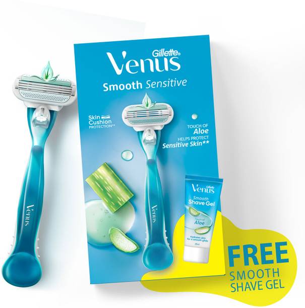 Venus Gillette Smooth Razor for Women with Aloe vera & Free Shave Gel (1 Pc), Women