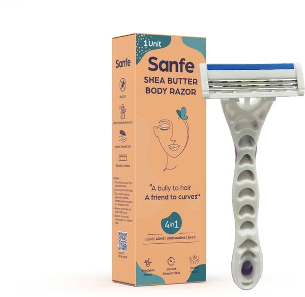 Sanfe Shea Butter Body Razor | No-Cut Titanium Blades, Safe Bikini Hair Removal - 1, Women