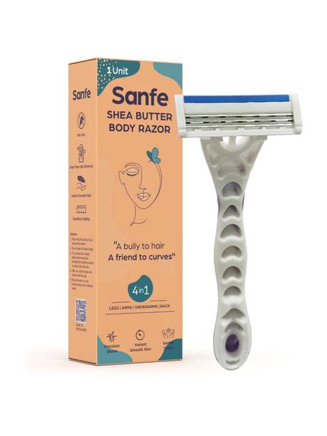 Sanfe Shea Butter Body Razor | No-Cut Titanium Blades, Safe Bikini Hair Removal - 1, Women