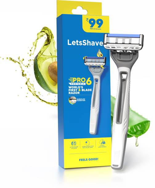 LetsShave Pro 6 Portable Razor World's First 6 Blade Disposable Razor, Men