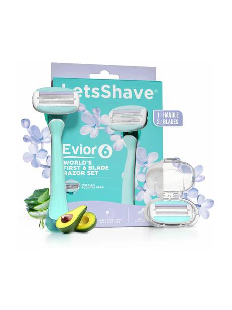 LetsShave Evior 6 Body Hair Removal Razor for Women with Wide Head & Open Flow Cartridge, Women