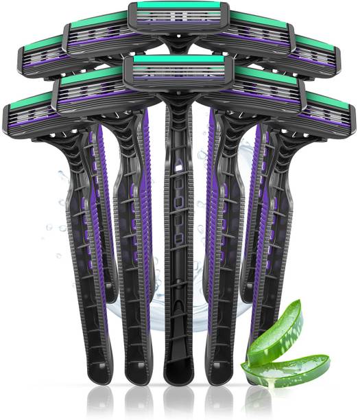 LetsShave Pro 3 Disposable Triple Blade Shaving Razors for Men with Rubber Grip Pack of 10, Men