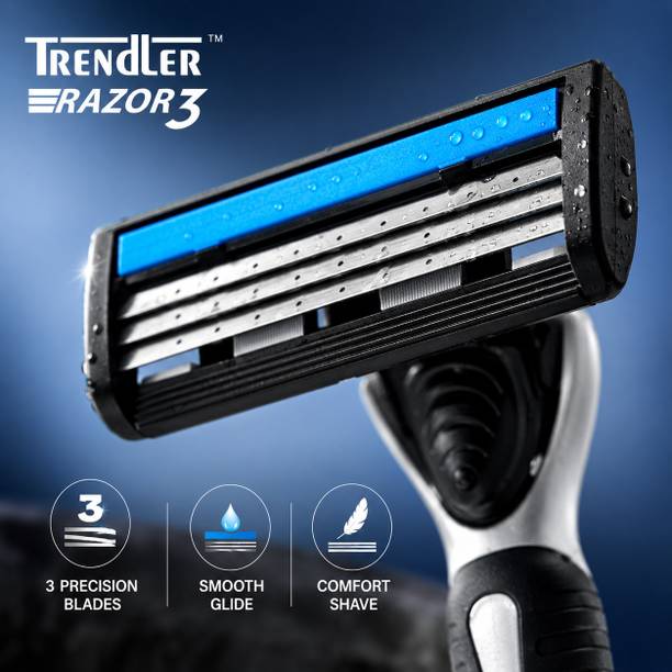 TRENDLER 3-Blade Manual Shaving Blue Razor for Men, 22 Replaceable Cartridges, Men