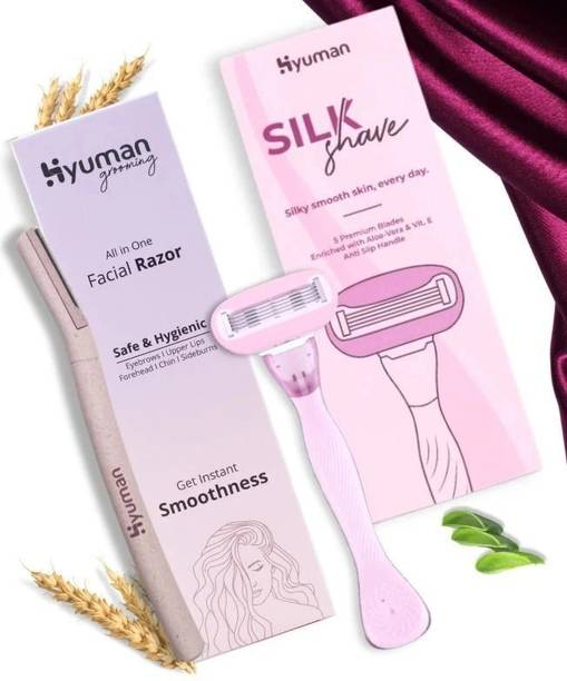 Hyuman SilkShave Body Razor & Face Razor Combo Pack 1 Body Razor +1 Face Razor, Women
