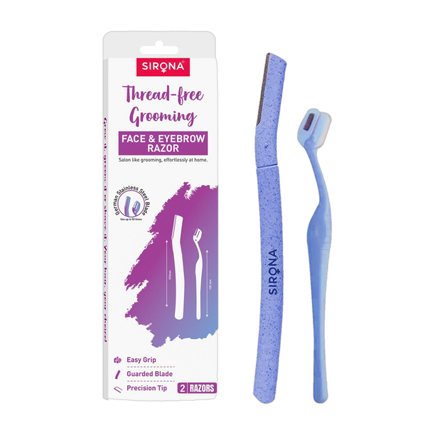 SIRONA Reusable Face & Eyebrow Razor Combo | Cut-Free & Painless Facial Hair Removal, Women