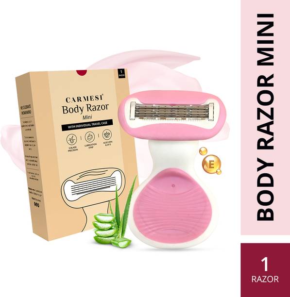 Carmesi Body Razor for Women's Hair Removal | Lubricating Strip with Aloe Vera & Vit E| With Travel Case, Women