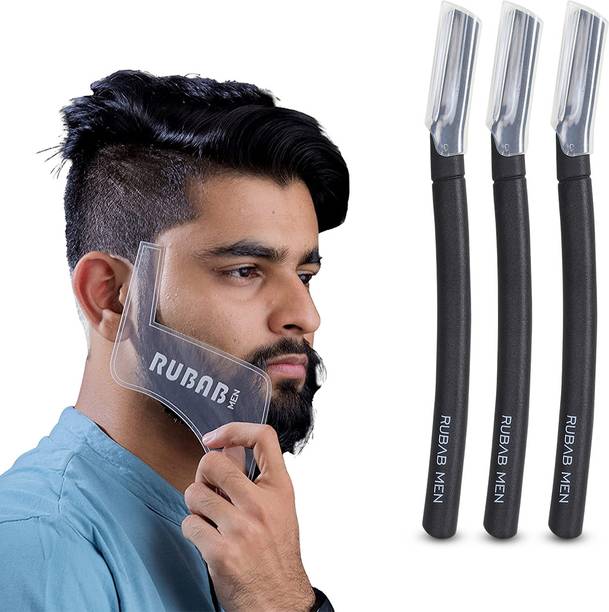 RUBAB MEN Beard Shaper & Reusable 03 Face Razor for Men| Easy-to-Use Beard Styling Tool, Men