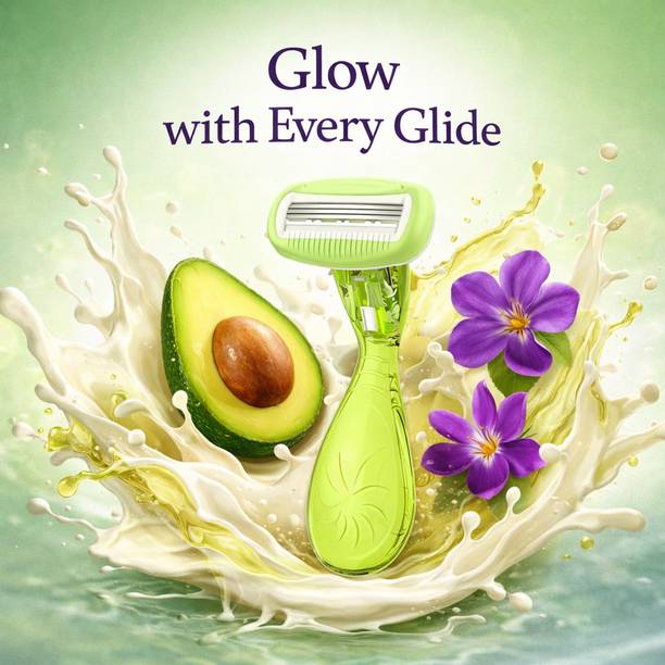 TRENDLER Touch Feel 3 Blade Green Women Razor with Inbuilt for Smooth & Gentle Shaving, Women