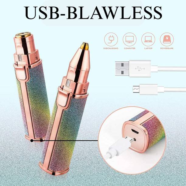 UBRONIK Electric 2 in 1 Eyebrow & Face Hair Remover for Women - Rechargeable Trimmer 120 min  Runtime 2 Length Settings