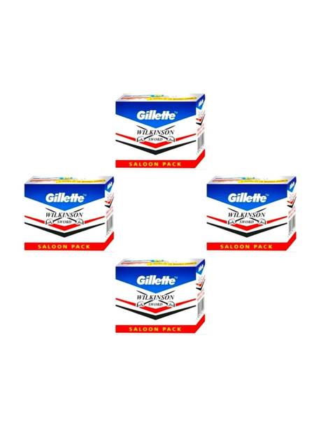 Gillette Wilkinson Sword Double Edge Razor Blades (50 In 1) (Pack Of 4) Saloon Pack by Rmr JaiHind, Men & Women