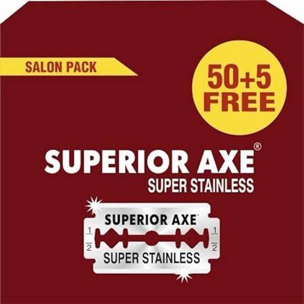 superior axe Stainless Razor Blades, (Pack of 6 with 50+5 blades in each pack), Men