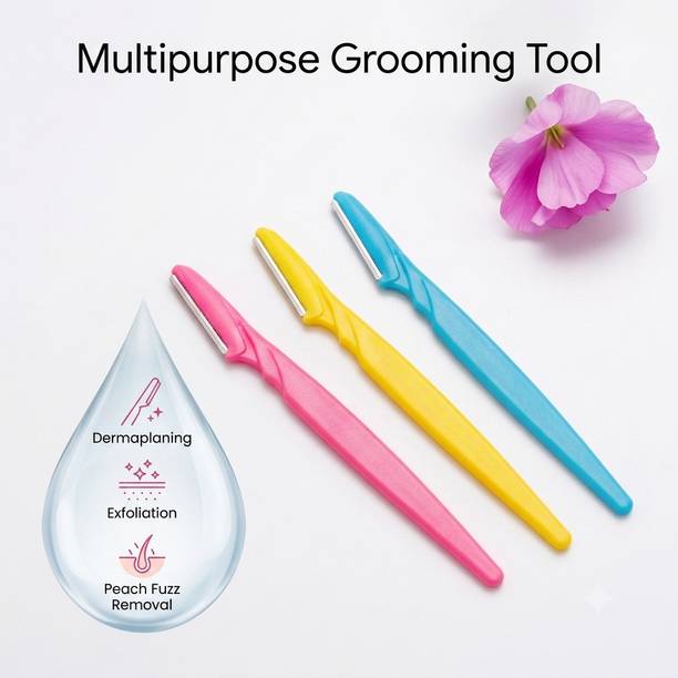 Wistora Enterprises Pack of 3 Face Razor for Women | Eyebrow Shaper with Stainless Steel Blade, Men & Women